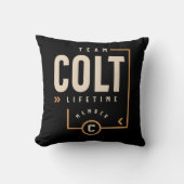 これは文字チームデザインライフタイム子馬メンブとの クッション (正面)