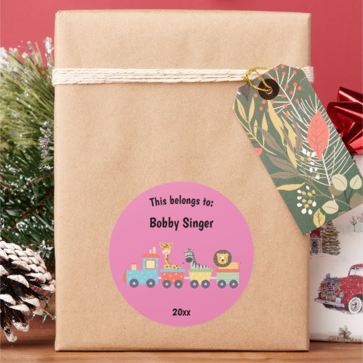 これは新学期おもちゃ動物園のレインピンクに属する ラウンドシール (クリスマス)