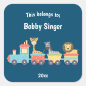 これは新学期おもちゃ動物園の列車だ スクエアシール (正面)