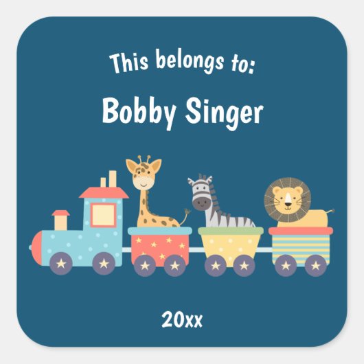 これは新学期おもちゃ動物園の列車だ スクエアシール (正面)