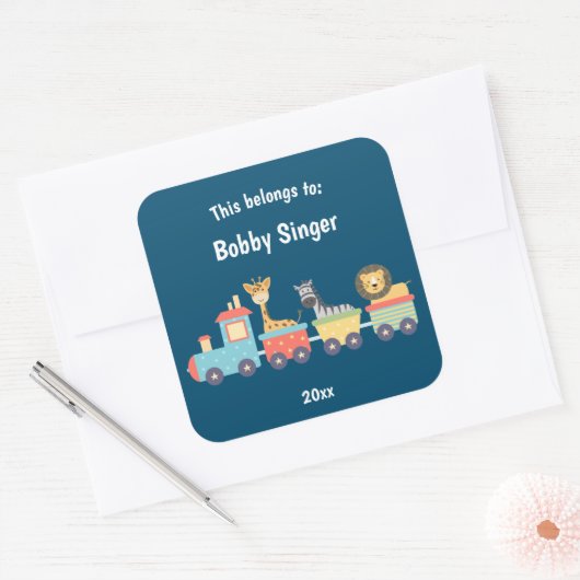 これは新学期おもちゃ動物園の列車だ スクエアシール (封筒)