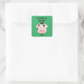 これは新学期かわいいカウグリーン スクエアシール (バッグ)