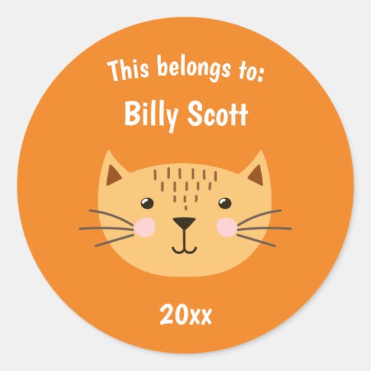 これは新学期キティ猫顔Org ラウンドシール (正面)