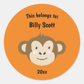 これは新学期サル顔オレンジに属する ラウンドシール (正面)