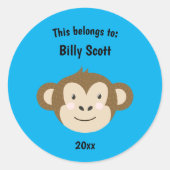 これは新学期サル顔ブルーに属する ラウンドシール (正面)