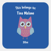 これは新学期パープルフクロウブルー スクエアシール (正面)