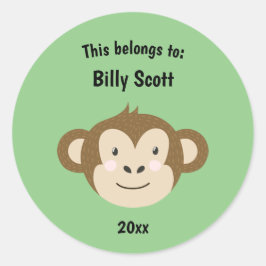 これは新学期モンキー顔グリーンに属する ラウンドシール
