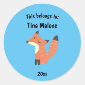 これは新学期誇りを持ったキツネブルー ラウンドシール (正面)