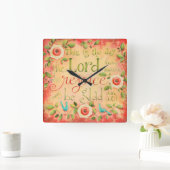 これは日の聖書の詩の正方形の時計です スクエア壁時計 (ホーム)