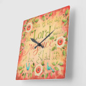 これは日の聖書の詩の正方形の時計です スクエア壁時計 (傾斜)