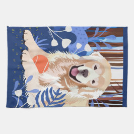 これは本当のゴールデンレトリバーのキッチンタオルである キッチンタオル