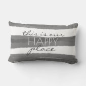 これは私たちの幸せな場所文字オングレー&ホワイト ランバークッション (裏面)