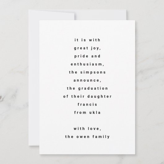 これは私だ | モダン GRADフェード文字 |写真の発表 案内状 (裏面)