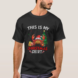 これは私のカニのサンタハットクリスマスパジャマ Tシャツ