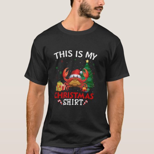 これは私のカニのサンタハットクリスマスパジャマ Tシャツ (正面)