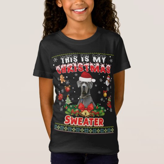 これは私のクリスマスのセーター大きな犬の醜いM Tシャツ (正面)