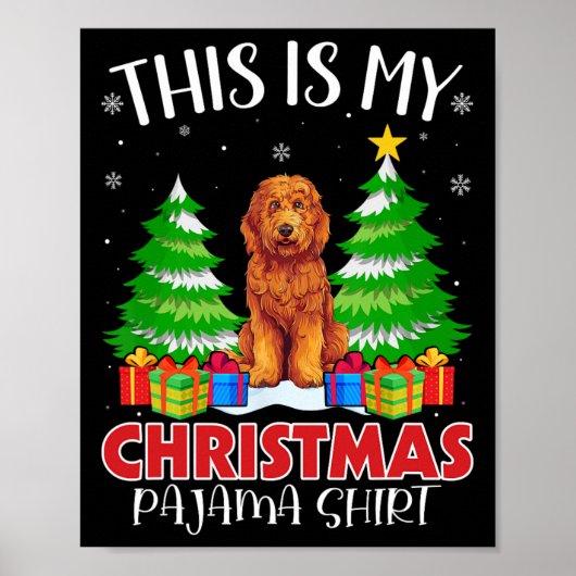 これは私のクリスマスのパジャマゴールデンドールドッグクリスマス ポスター (正面)