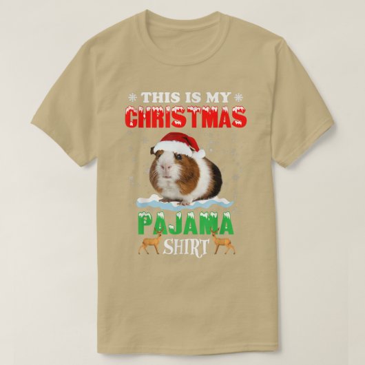 これは私のクリスマスのパジャマシャツギニー豚クリス Tシャツ (デザイン正面)
