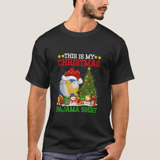 これは私のクリスマスのパジャマスバレーボールのサンタです Tシャツ (正面)