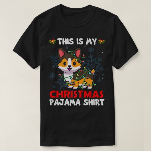 これは私のクリスマスのパジャマトリカラーコーギPjsクリスマス Tシャツ (デザイン正面)