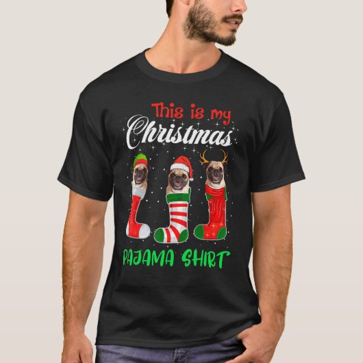 これは私のクリスマスのパジャマパグドッグパピー Tシャツ (正面)