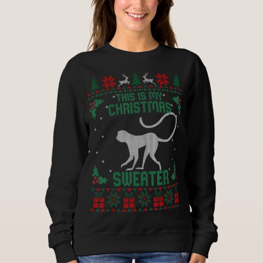 これは私のクリスマスセーター猿の醜いクリスマス スウェットシャツ (正面)