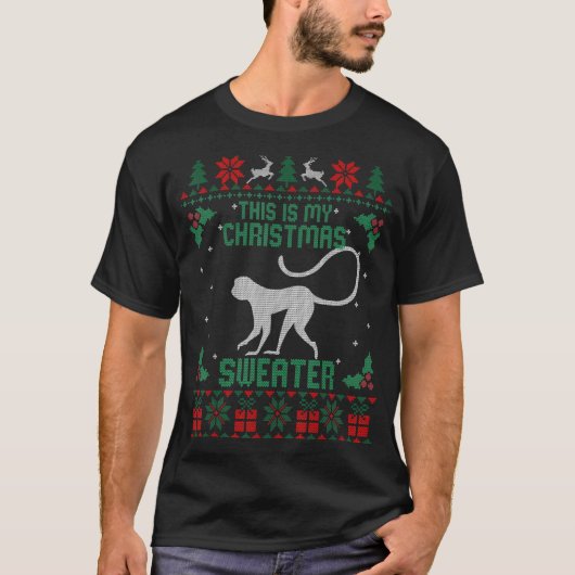 これは私のクリスマスセーター猿の醜いクリスマス Tシャツ (正面)