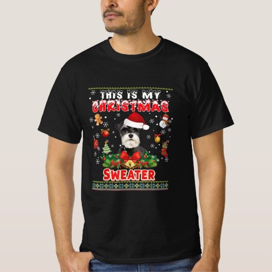 これは私のクリスマスセーターSchnauzer犬の醜い私である Tシャツ (正面)