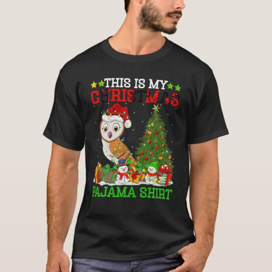 これは私のクリスマスツリーのパジャマのライトバーンフクロウ Tシャツ (正面)