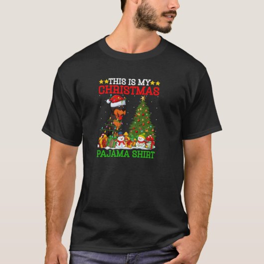 これは私のクリスマスツリーパジャマロットワイラー犬C Tシャツ (正面)