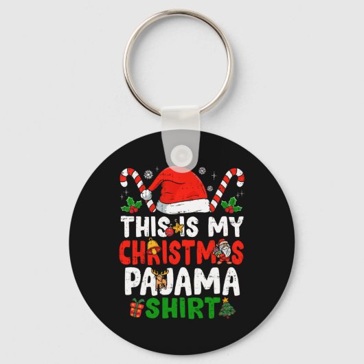 これは私のクリスマスパジャマおもしろいクリスマス キーホルダー (正面)