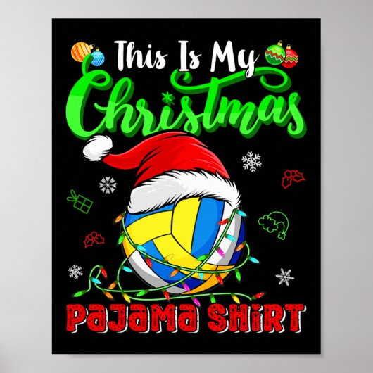 これは私のクリスマスパジャマおもしろいバレーボール愛好家 ポスター (正面)