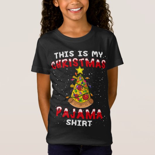 これは私のクリスマスパジャマおもしろいピザクリスマス Tシャツ (正面)