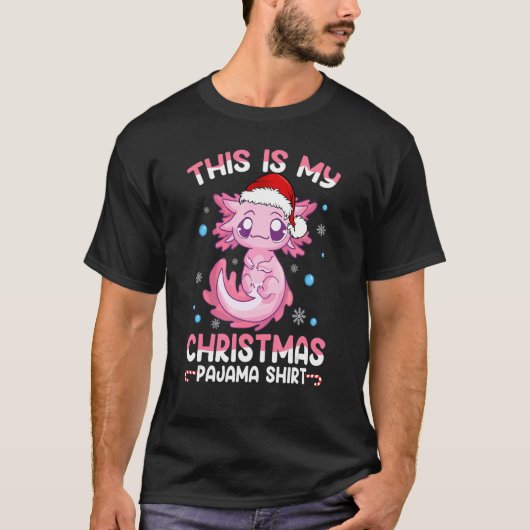 これは私のクリスマスパジャマかわいいアクソロトルボーイギル Tシャツ (正面)