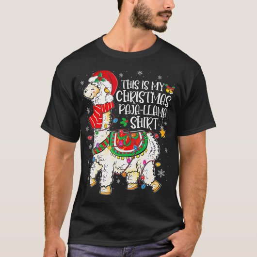 これは私のクリスマスパジャマのクリスマスラマサンタ Tシャツ (正面)