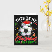 これは私のクリスマスパジャマのサッカーサンタハットクリスマス カード (黄色い花)