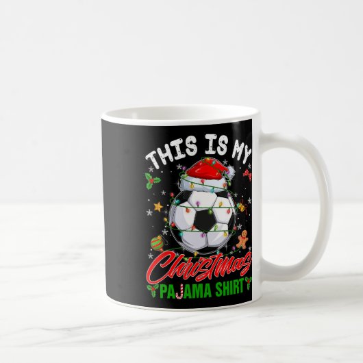 これは私のクリスマスパジャマのサッカーサンタハットクリスマス コーヒーマグカップ (右)
