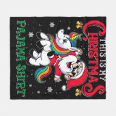 これは私のクリスマスパジャマのシャツサンタおもしろいユニックだ フリースブランケット (正面(横))