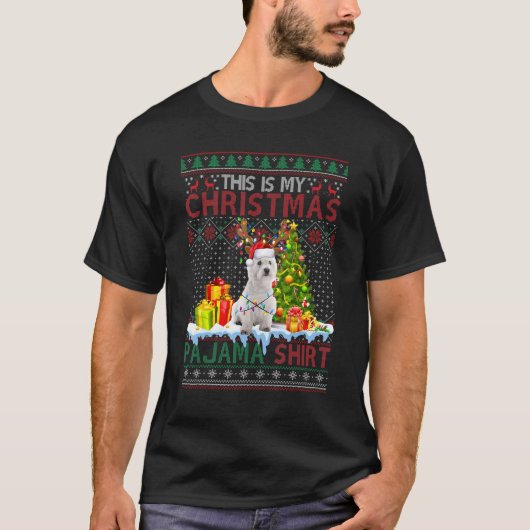 これは私のクリスマスパジャマウェスティーおもしろいクリスマス醜い Tシャツ (正面)