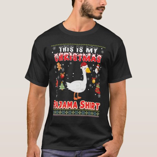 これは私のクリスマスパジャマガチョウの醜いセーター私 Tシャツ (正面)