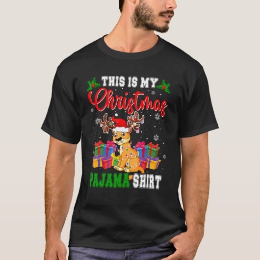 これは私のクリスマスパジャマサンタトナカイのクーガー Tシャツ (正面)