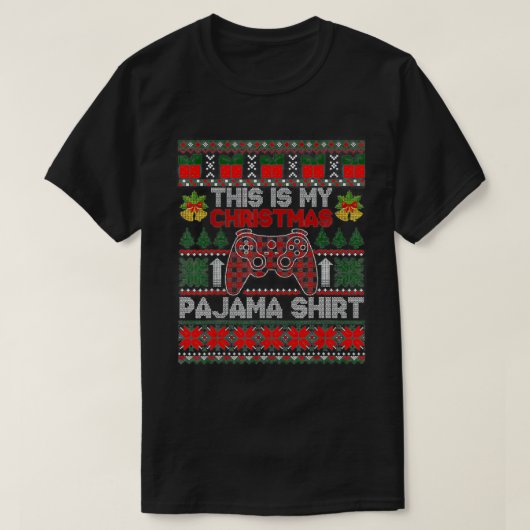 これは私のクリスマスパジャマサンタハットゲーマー醜いC Tシャツ (デザイン正面)