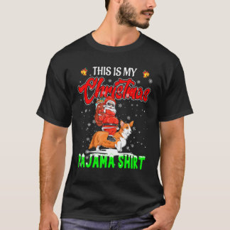 これは私のクリスマスパジャマサンタライディングコルギドッグ Tシャツ