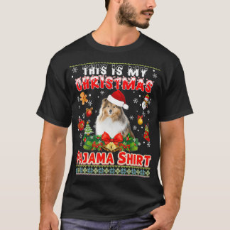 これは私のクリスマスパジャマシェットランド・ シープドッグ犬の醜いスウェア Tシャツ
