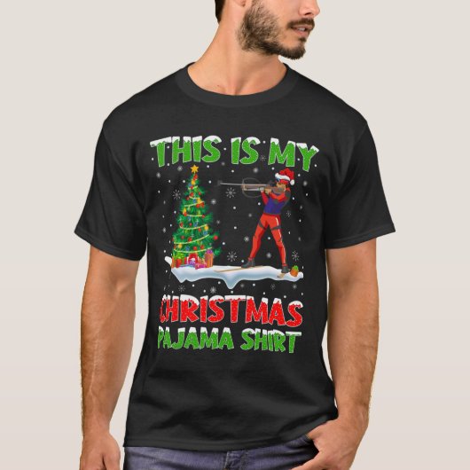 これは私のクリスマスパジャマシャツバイアスロンのクリスマス Tシャツ (正面)