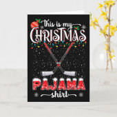 これは私のクリスマスパジャマシャツ面白いアイスホッケー カード (黄色い花)