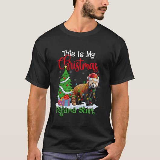 これは私のクリスマスパジャマスサンタハットレッドパンダX Tシャツ (正面)