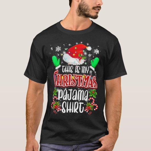 これは私のクリスマスパジャマストッキングハットサンタファム Tシャツ (正面)