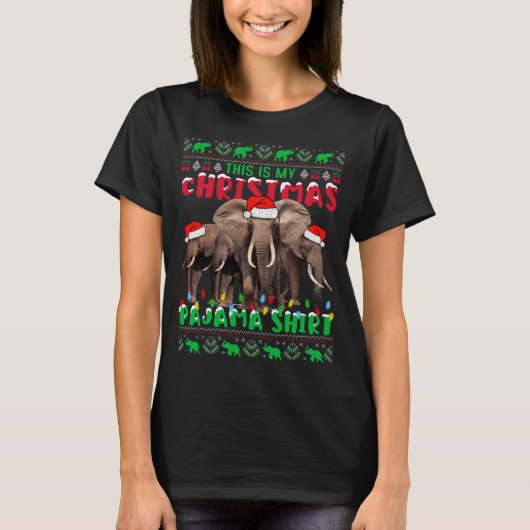 これは私のクリスマスパジャマゾウ醜いセーターだ Tシャツ (正面)