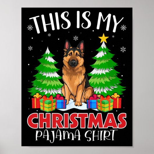 これは私のクリスマスパジャマドイツの羊飼い犬Xm ポスター (正面)